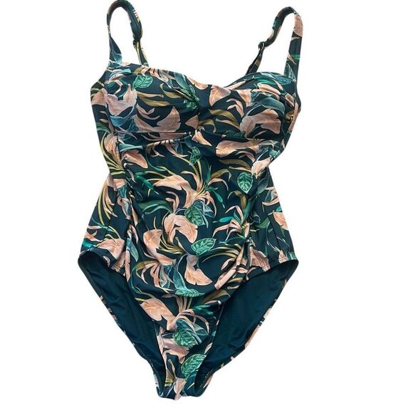 NIPTUCK SWIM Blue Floral Pattern One Piece Swimwear Size 10 - Picture 1 of 7